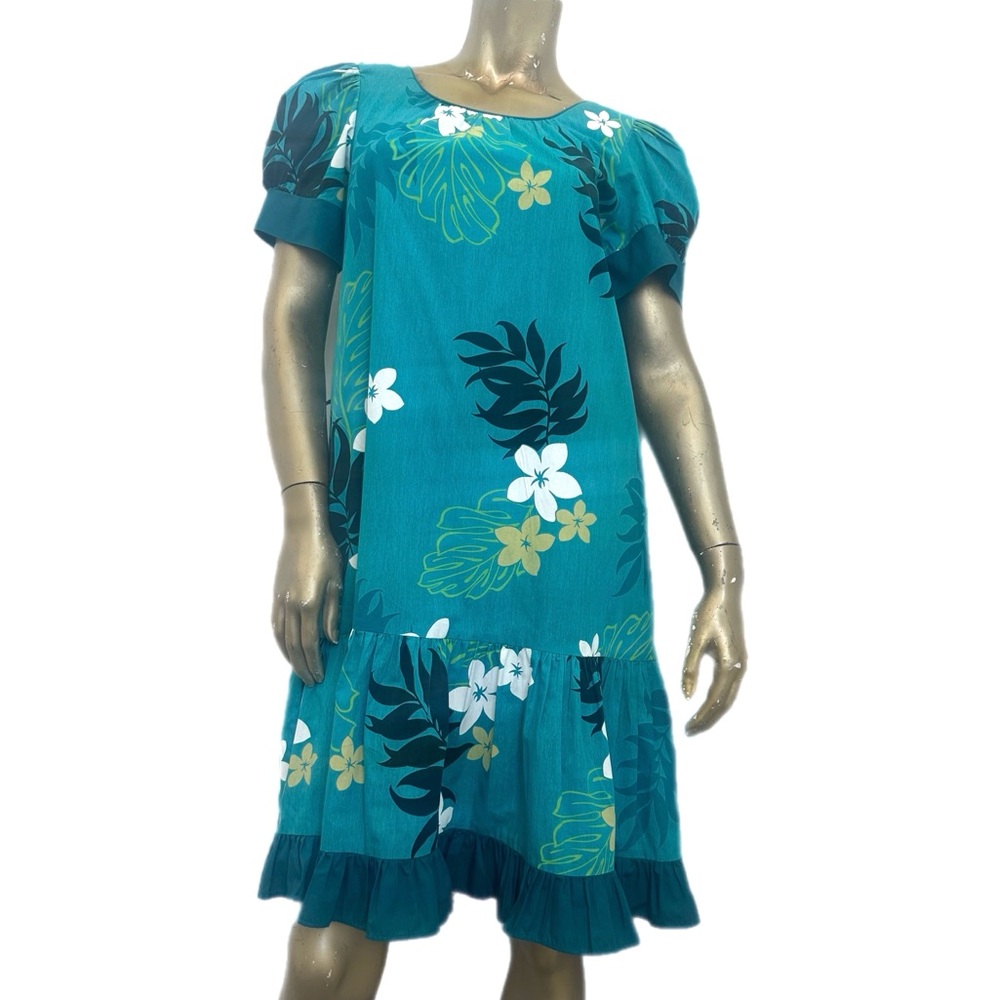 Vintage Island Attitudes Hawaiian floral short sleeve cotton/poly dress XS,